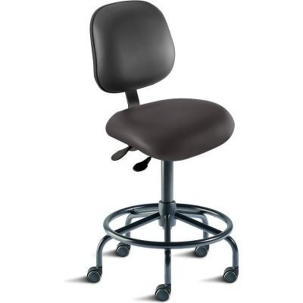 Biofit BioFit Antimicrobial Stool, 21"-28" Seat Height, Black Vinyl - Black Steel Base - Elite Series EES-M-RC-T-XF-XA-06-P28540